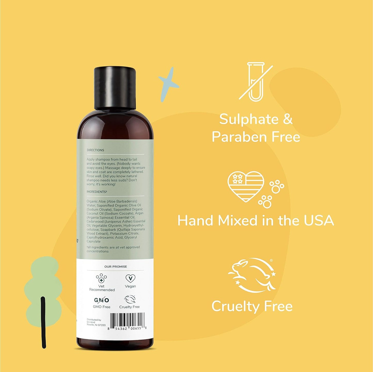Organic Dog Shampoo Itchy Skin Relief – Natural Dog Shampoo for Dry, Sensitive Skin – Moisturizing Formula with Coconut Oil, Olive Oil & Cedarwood – Grooming Supplies – Made in USA 12 Fl Oz