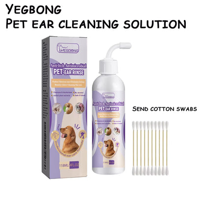 Pet Ear Cleaner for Cats and Dogs - Natural Solution Ear Wash Drop Relief from Itching Odor Earwax Mite Killer