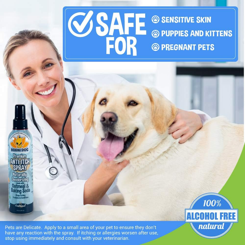 Itch Relief Spray - Natural Relief for Dry, Itchy, Allergic, or Bug-Bitten Skin - Safe for Dogs & Cats - Soothing Oatmeal Formula - Made in USA (Oatmeal, 8 Fl Oz)