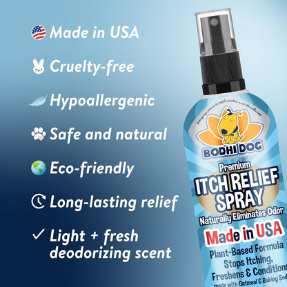 Itch Relief Spray - Natural Relief for Dry, Itchy, Allergic, or Bug-Bitten Skin - Safe for Dogs & Cats - Soothing Oatmeal Formula - Made in USA (Oatmeal, 8 Fl Oz)
