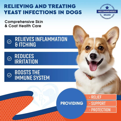 Natural Dog Yeast Infection anti Itch Treatment Itchy Ears Skin & Allergy Symptoms Relief Reduces Inflammation & Relieves Irritation Herbal Medicine Supplement Drops Made in USA