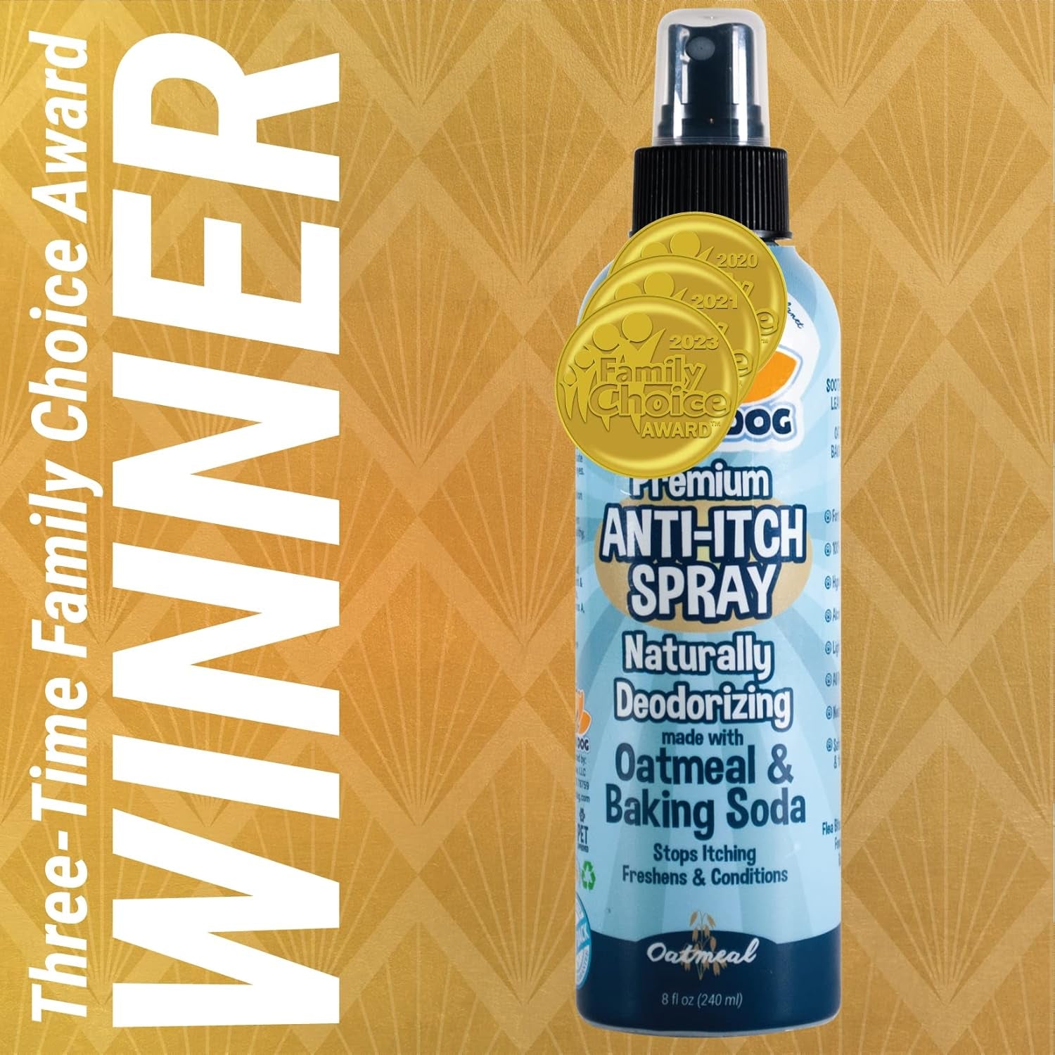 Itch Relief Spray - Natural Relief for Dry, Itchy, Allergic, or Bug-Bitten Skin - Safe for Dogs & Cats - Soothing Oatmeal Formula - Made in USA (Oatmeal, 8 Fl Oz)