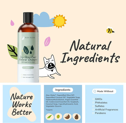 Organic Dog Shampoo Itchy Skin Relief – Natural Dog Shampoo for Dry, Sensitive Skin – Moisturizing Formula with Coconut Oil, Olive Oil & Cedarwood – Grooming Supplies – Made in USA 12 Fl Oz